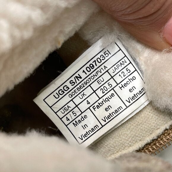 UGG Australia #1097035 Kid's Gold Tan Jorie II Suede Fur Boots Shoes Size 4/5 - Picture 5 of 10